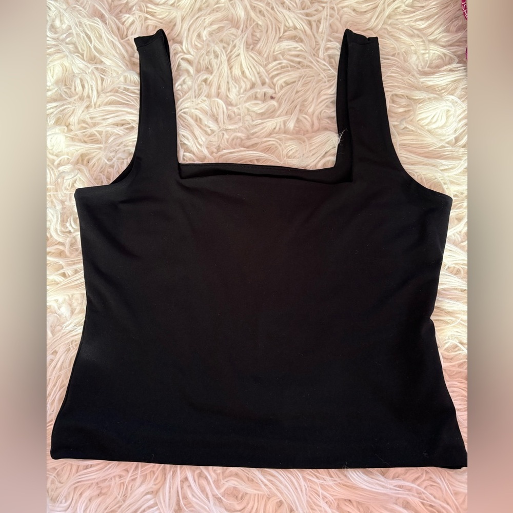 Leith Nordstrom Black Square Neck Tank Top Size Large